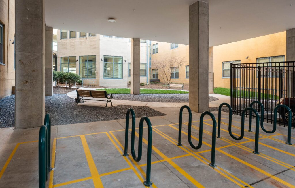 Courtyard bike rack