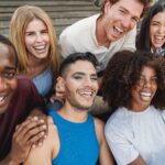 Diverse group of people laughing together